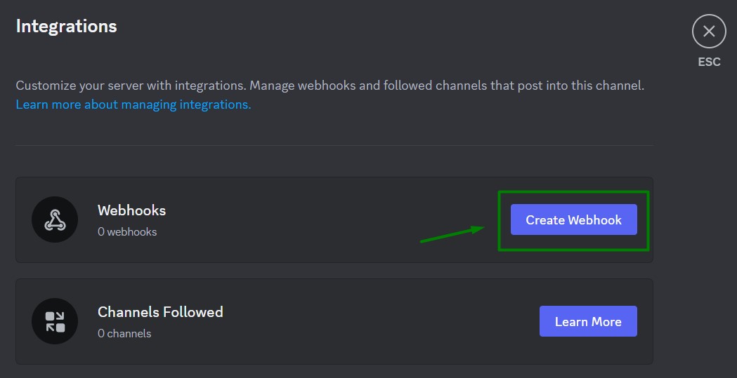 Create Webhook Button